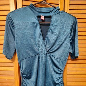 Shimmery teal blouse